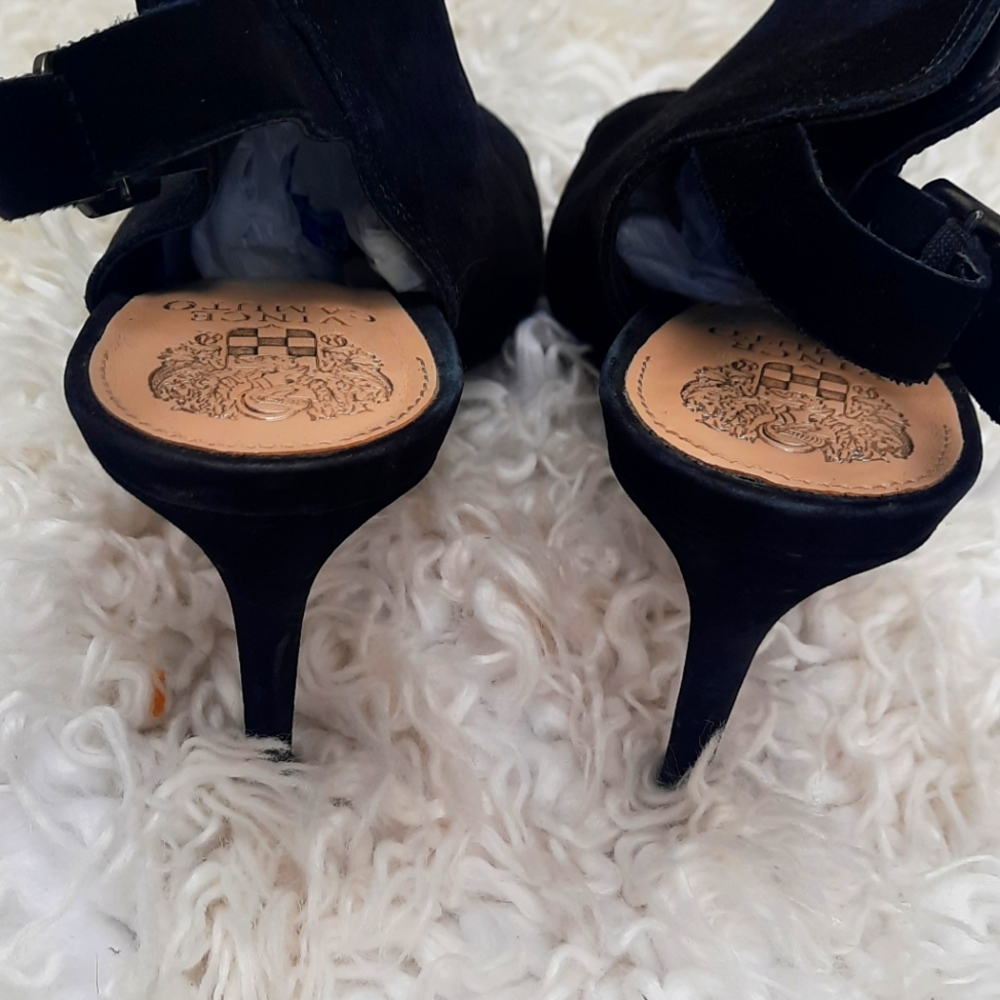 Vince Camuto Black Suede Open-Toe Slingback Heels - Picture 9 of 10